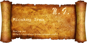 Micskey Irma névjegykártya
